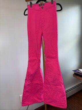 Viral Hot Pink Flare Jeans